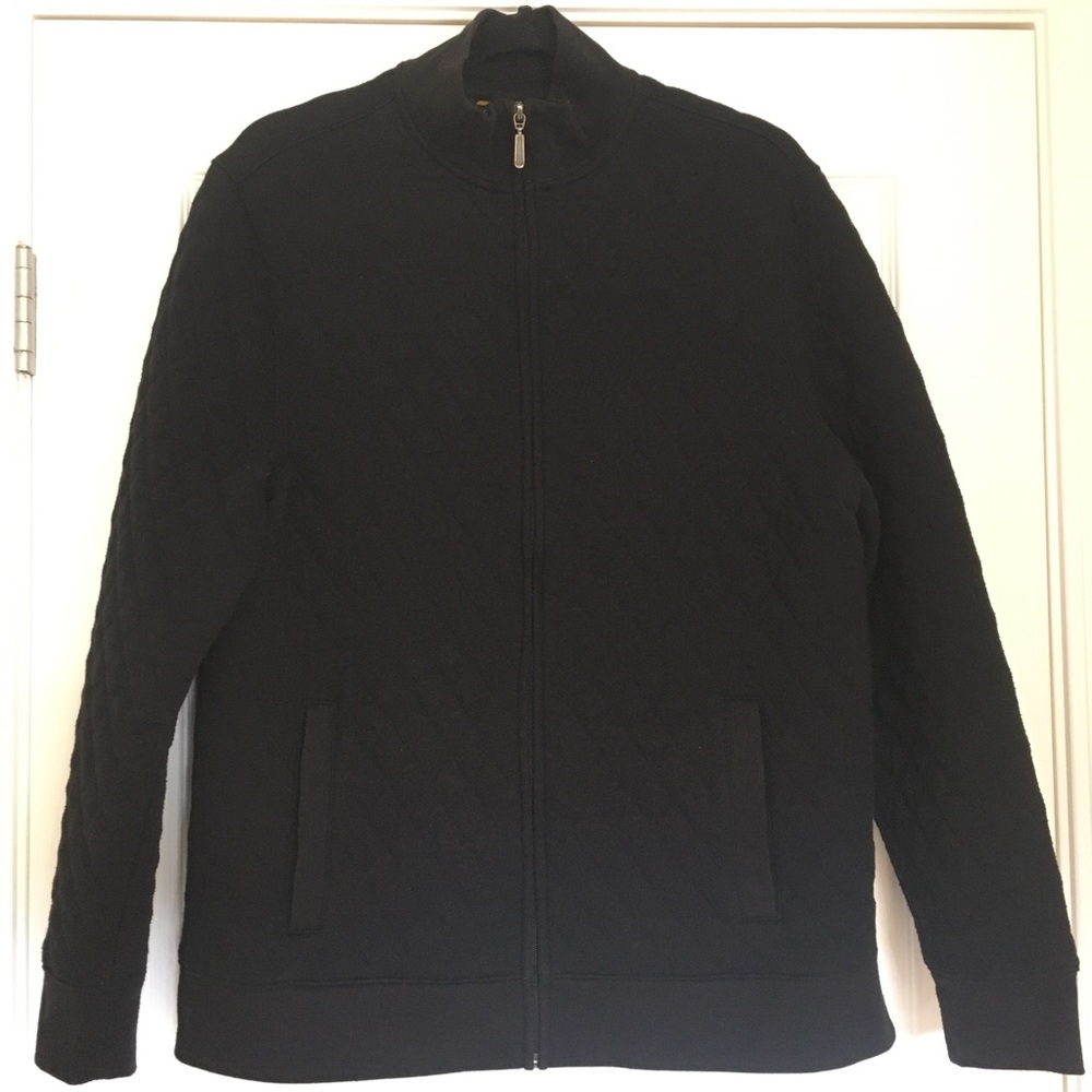 Club Room Black Quilted Zip Up Jacket with Pockets